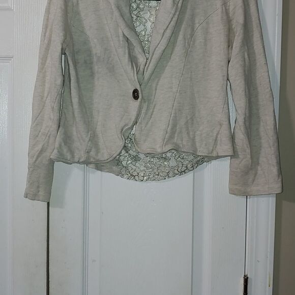 Maurices lace back oatmeal color cardigan - Picture 2 of 4
